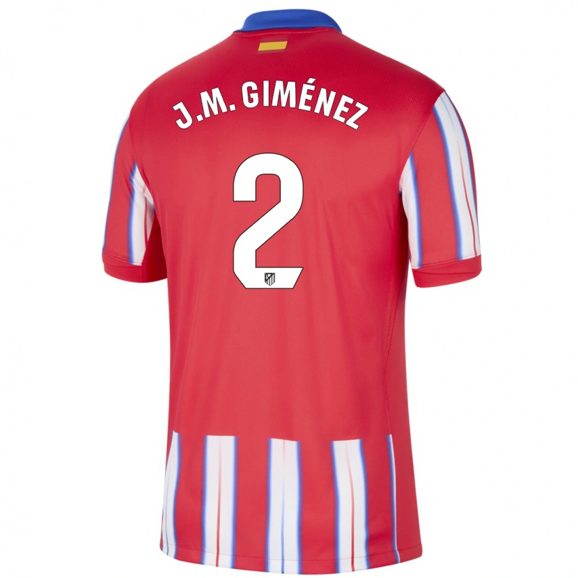 Danxen Mann José María Giménez #2 Rød Hvit Blå Hjemmetrøye Drakt Trøye 2024/25 Skjorter T-Skjorte