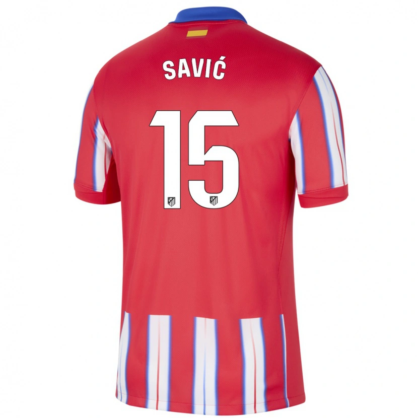 Danxen Mann Stefan Savic #15 Rød Hvit Blå Hjemmetrøye Drakt Trøye 2024/25 Skjorter T-Skjorte