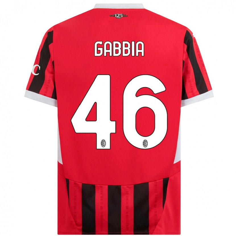 Danxen Mann Matteo Gabbia #46 Rød Svart Hjemmetrøye Drakt Trøye 2024/25 Skjorter T-Skjorte