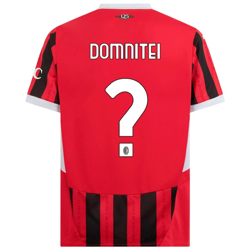 Danxen Mann Francesco Domniței #0 Rød Svart Hjemmetrøye Drakt Trøye 2024/25 Skjorter T-Skjorte
