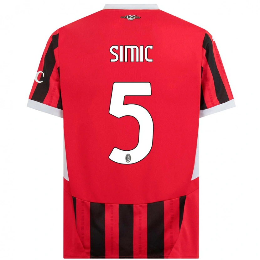Danxen Mann Jan-Carlo Simic #5 Rød Svart Hjemmetrøye Drakt Trøye 2024/25 Skjorter T-Skjorte