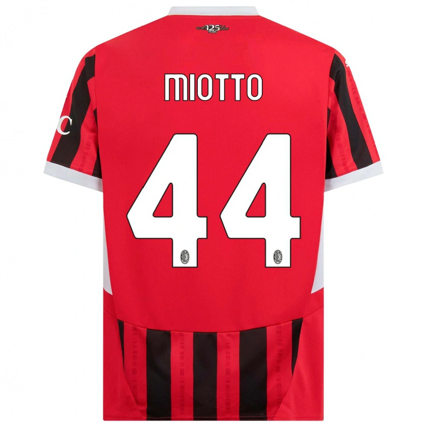 Danxen Mann Giorgia Miotto #44 Rød Svart Hjemmetrøye Drakt Trøye 2024/25 Skjorter T-Skjorte