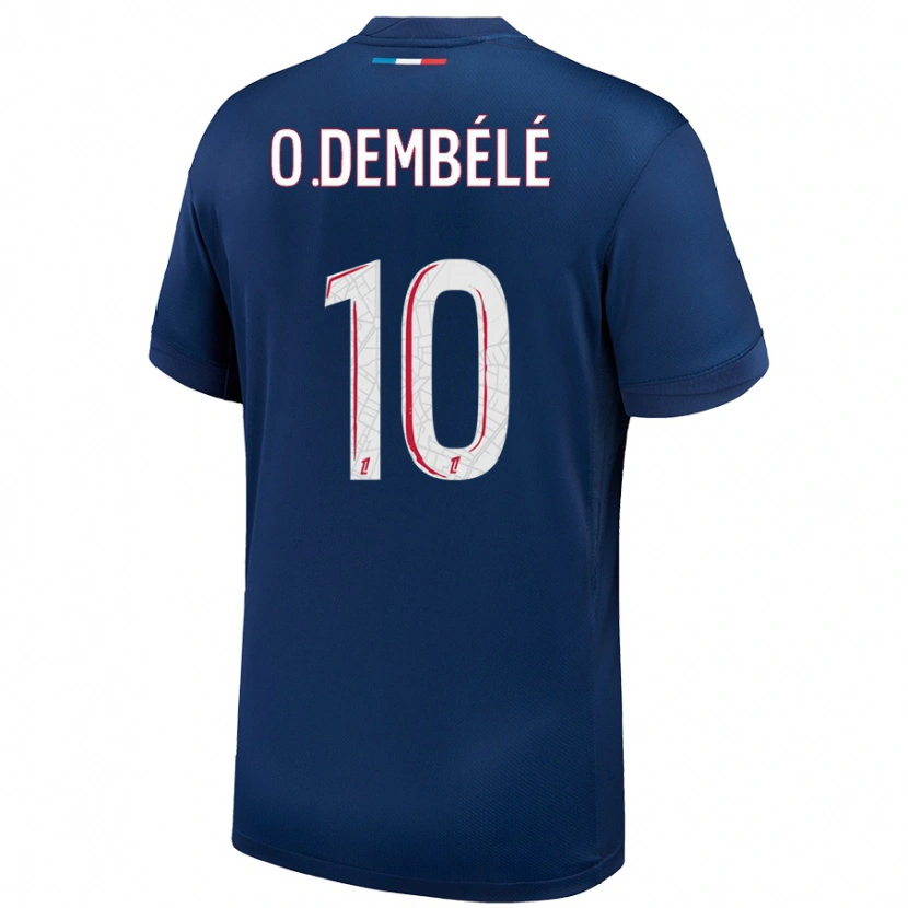 Danxen Mann Ousmane Dembélé #10 Marineblå Hvit Hjemmetrøye Drakt Trøye 2024/25 Skjorter T-Skjorte