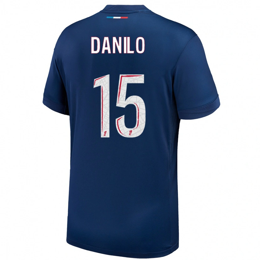 Danxen Mann Danilo Pereira #15 Marineblå Hvit Hjemmetrøye Drakt Trøye 2024/25 Skjorter T-Skjorte