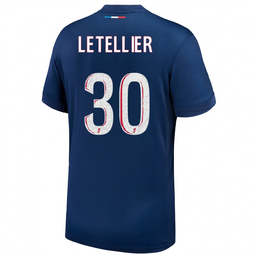 Danxen Mann Alexandre Letellier #30 Marineblå Hvit Hjemmetrøye Drakt Trøye 2024/25 Skjorter T-Skjorte