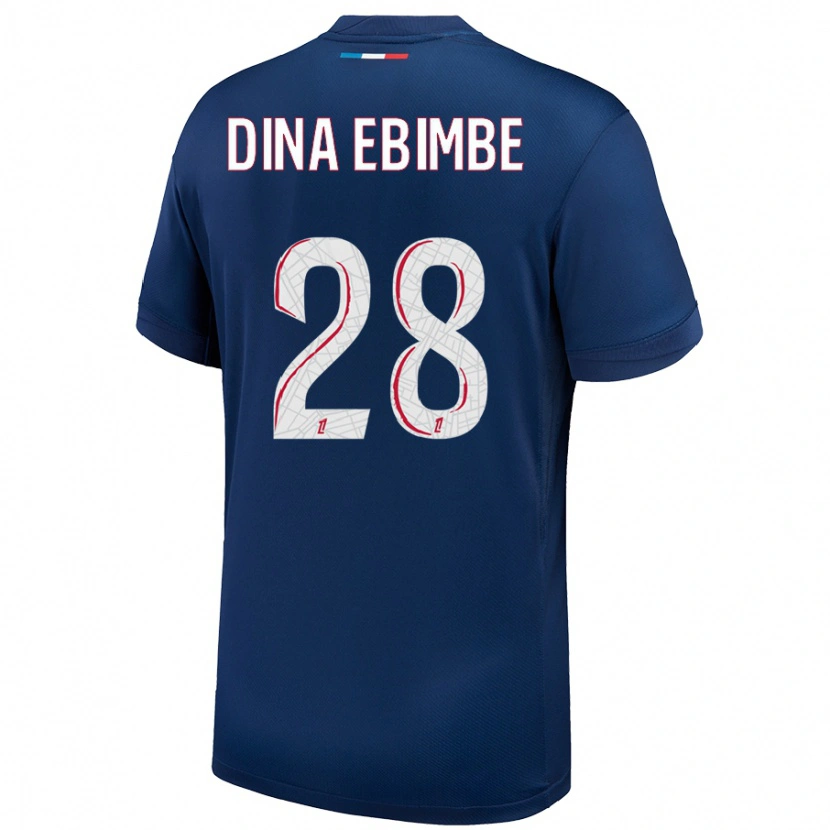 Danxen Mann Eric Junior Dina Ebimbe #28 Marineblå Hvit Hjemmetrøye Drakt Trøye 2024/25 Skjorter T-Skjorte
