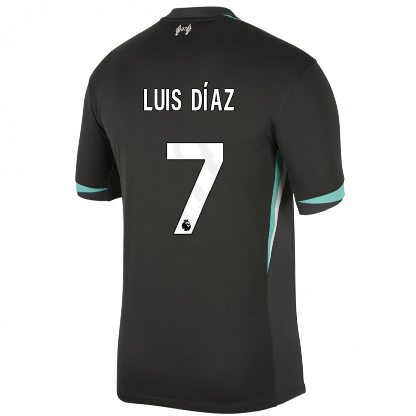 Danxen Mann Luis Díaz #7 Svart Antrasitt Hvit Bortetrøye Drakt Trøye 2024/25 Skjorter T-Skjorte