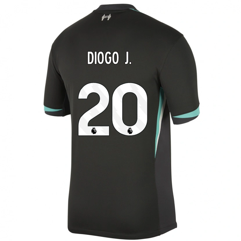 Danxen Mann Diogo Jota #20 Svart Antrasitt Hvit Bortetrøye Drakt Trøye 2024/25 Skjorter T-Skjorte
