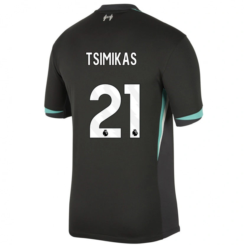 Danxen Mann Konstantinos Tsimikas #21 Svart Antrasitt Hvit Bortetrøye Drakt Trøye 2024/25 Skjorter T-Skjorte