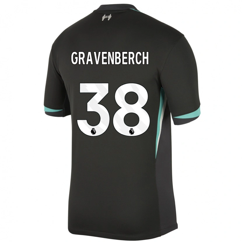 Danxen Mann Ryan Gravenberch #38 Svart Antrasitt Hvit Bortetrøye Drakt Trøye 2024/25 Skjorter T-Skjorte
