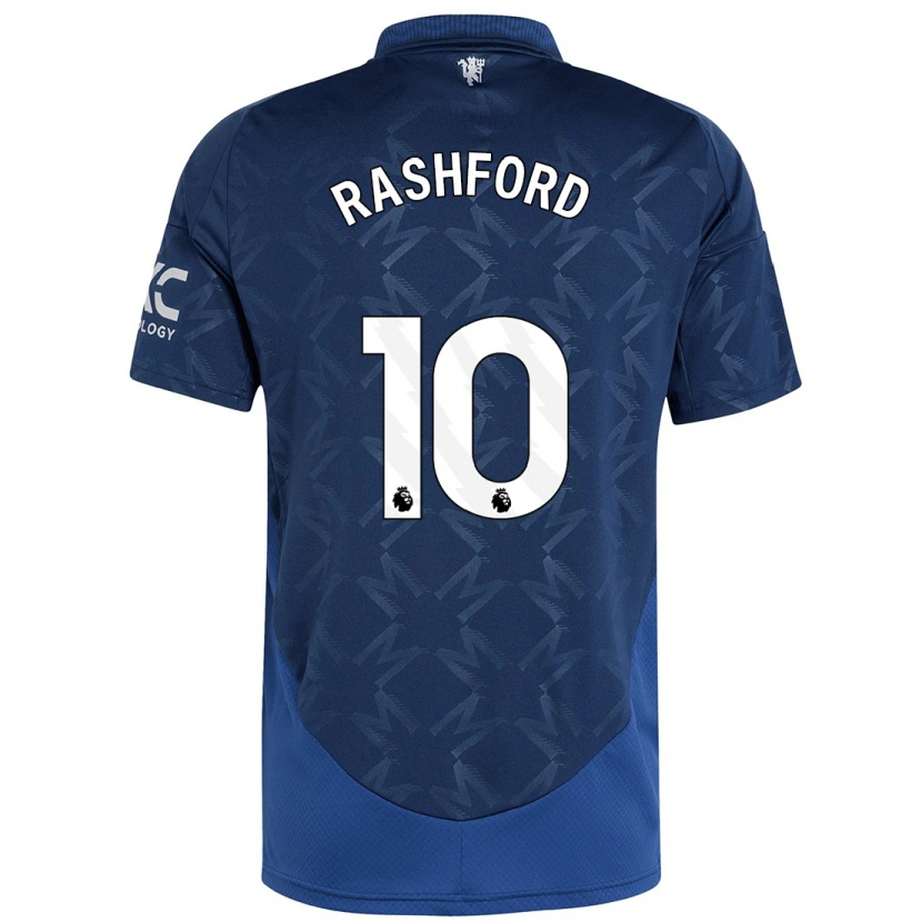 Danxen Mann Marcus Rashford #10 Indigo Bortetrøye Drakt Trøye 2024/25 Skjorter T-Skjorte