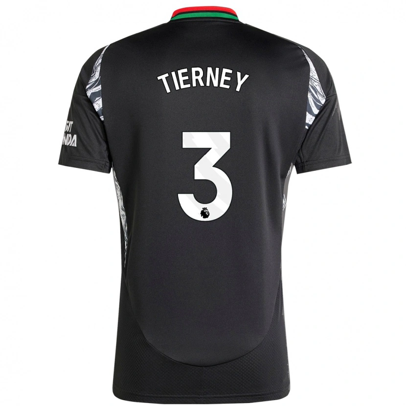 Danxen Mann Kieran Tierney #3 Svart Bortetrøye Drakt Trøye 2024/25 Skjorter T-Skjorte
