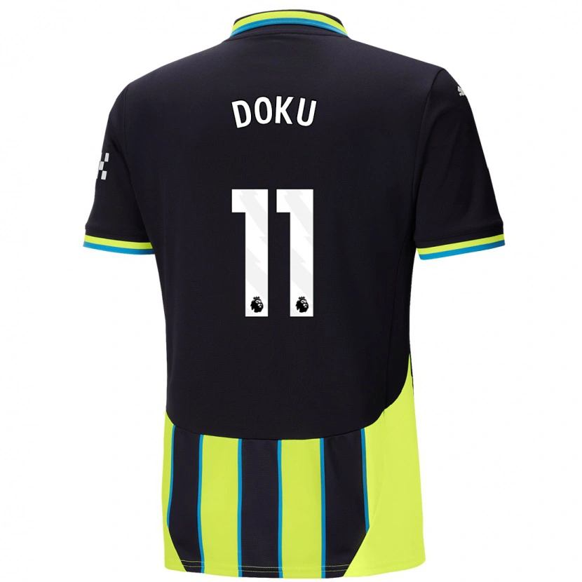 Danxen Mann Jérémy Doku #11 Blå Gul Bortetrøye Drakt Trøye 2024/25 Skjorter T-Skjorte