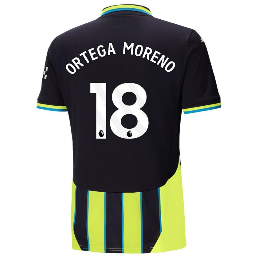 Danxen Mann Stefan Ortega #18 Blå Gul Bortetrøye Drakt Trøye 2024/25 Skjorter T-Skjorte