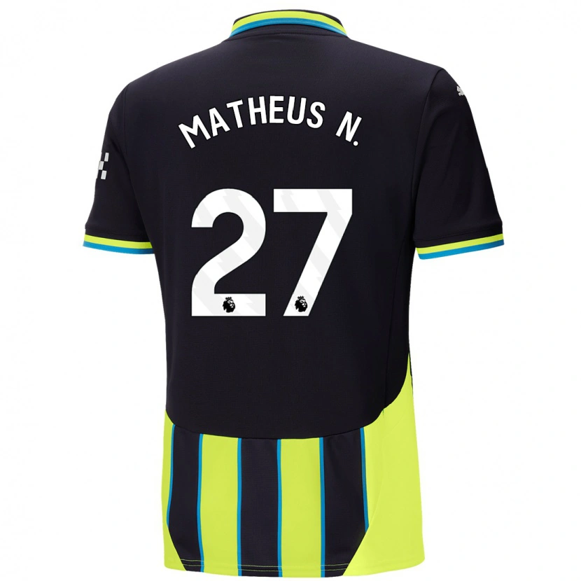 Danxen Mann Matheus Nunes #27 Blå Gul Bortetrøye Drakt Trøye 2024/25 Skjorter T-Skjorte