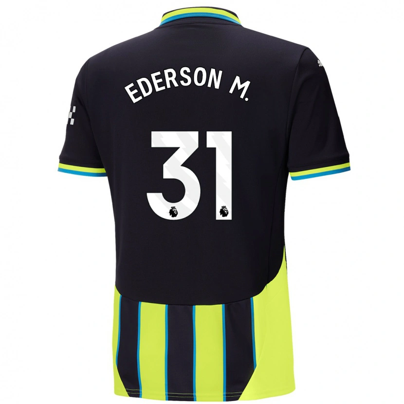 Danxen Mann Ederson #31 Blå Gul Bortetrøye Drakt Trøye 2024/25 Skjorter T-Skjorte