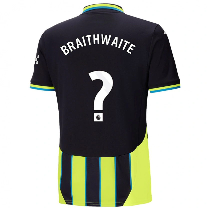 Danxen Mann Kaden Braithwaite #0 Blå Gul Bortetrøye Drakt Trøye 2024/25 Skjorter T-Skjorte
