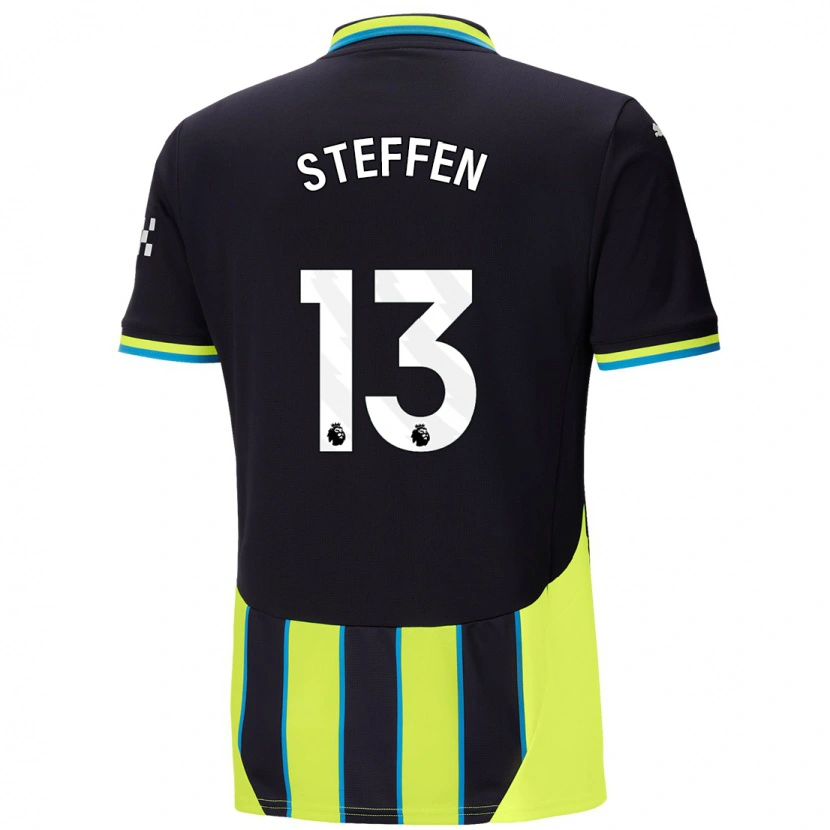 Danxen Mann Zack Steffen #13 Blå Gul Bortetrøye Drakt Trøye 2024/25 Skjorter T-Skjorte