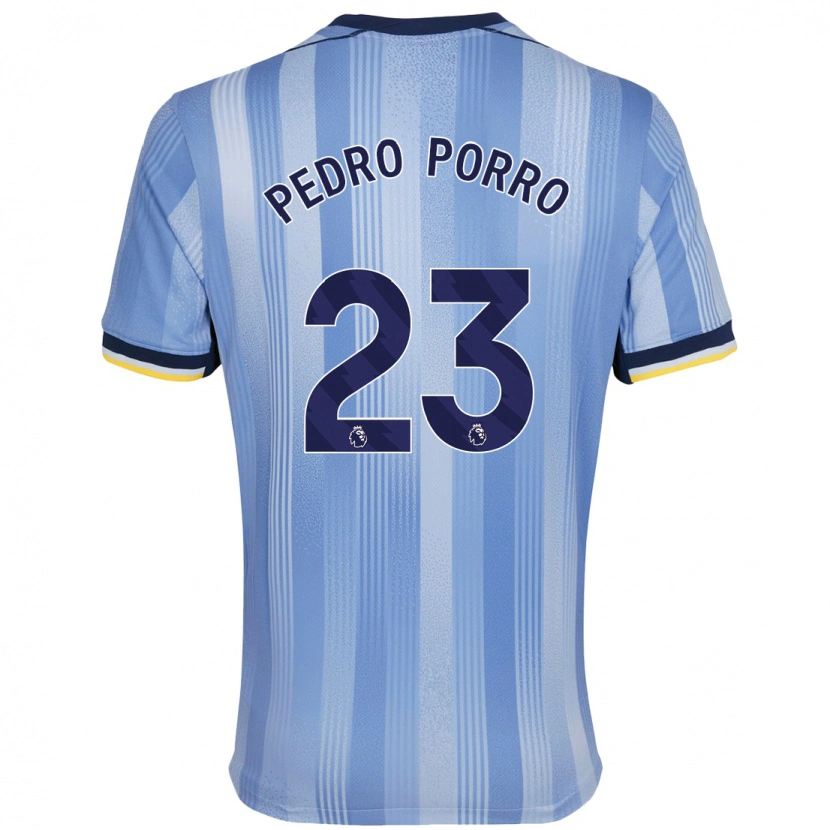 Danxen Mann Pedro Porro #23 Lyseblått Bortetrøye Drakt Trøye 2024/25 Skjorter T-Skjorte