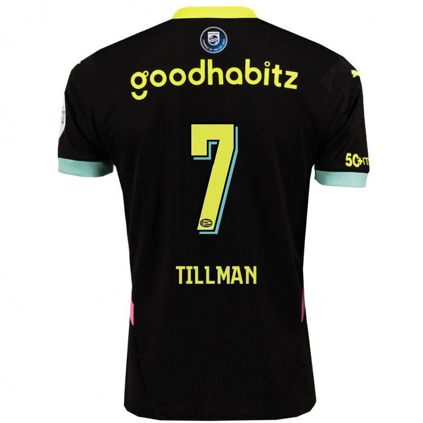 Danxen Mann Malik Tillman #7 Svart Gul Bortetrøye Drakt Trøye 2024/25 Skjorter T-Skjorte