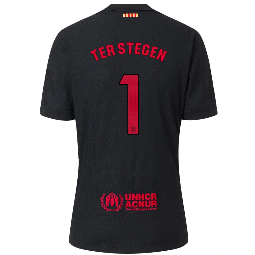Danxen Mann Marc-André Ter Stegen #1 Svart Rød Bortetrøye Drakt Trøye 2024/25 Skjorter T-Skjorte