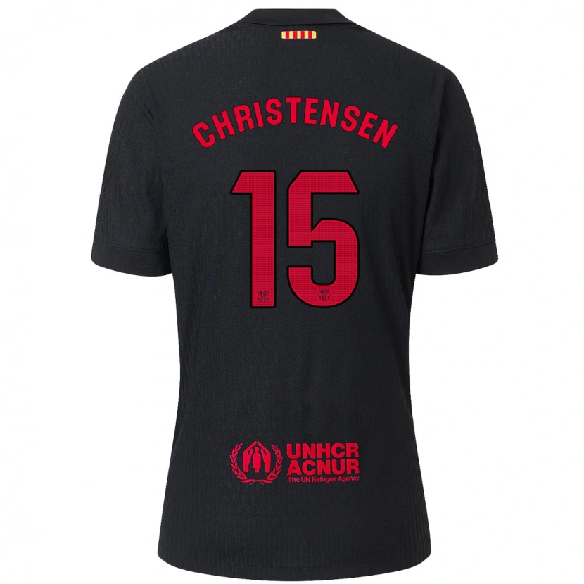 Danxen Mann Andreas Christensen #15 Svart Rød Bortetrøye Drakt Trøye 2024/25 Skjorter T-Skjorte