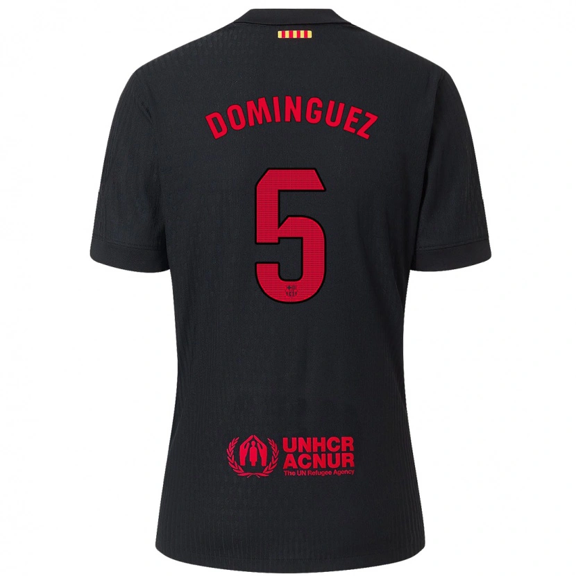 Danxen Mann Sergi Domínguez #5 Svart Rød Bortetrøye Drakt Trøye 2024/25 Skjorter T-Skjorte