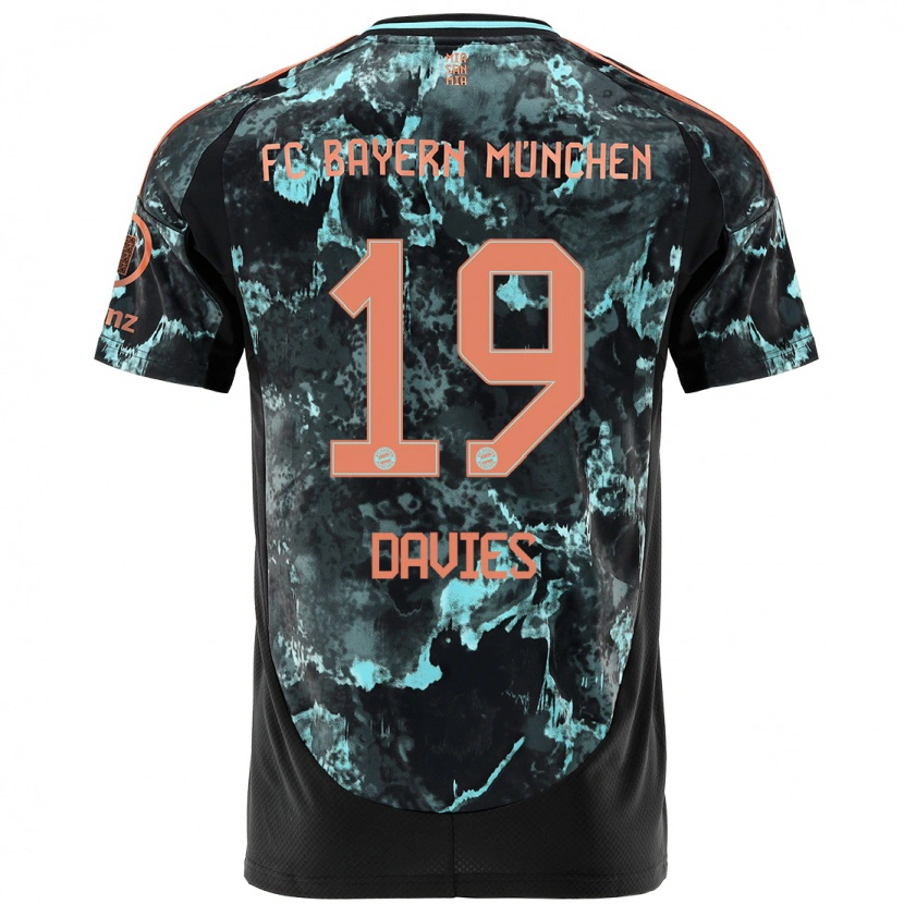Danxen Mann Alphonso Davies #19 Svart Bortetrøye Drakt Trøye 2024/25 Skjorter T-Skjorte