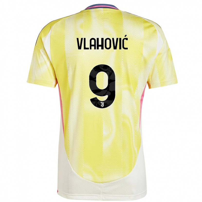 Danxen Mann Dušan Vlahović #9 Solgul Bortetrøye Drakt Trøye 2024/25 Skjorter T-Skjorte