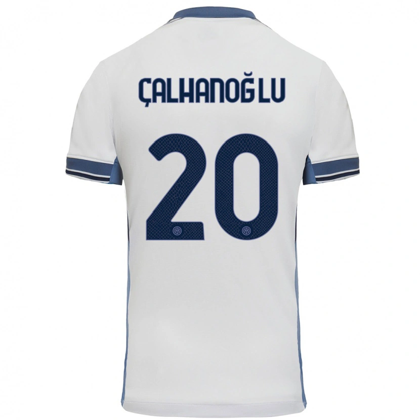 Danxen Mann Hakan Çalhanoğlu #20 Hvit Grå Bortetrøye Drakt Trøye 2024/25 Skjorter T-Skjorte