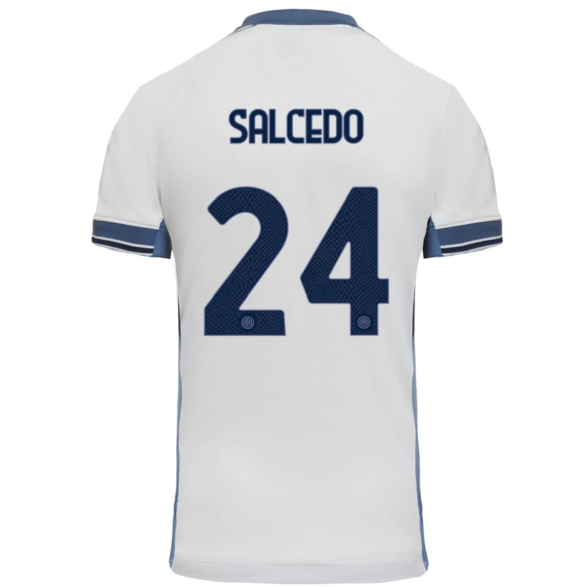 Danxen Mann Eddie Salcedo #24 Hvit Grå Bortetrøye Drakt Trøye 2024/25 Skjorter T-Skjorte
