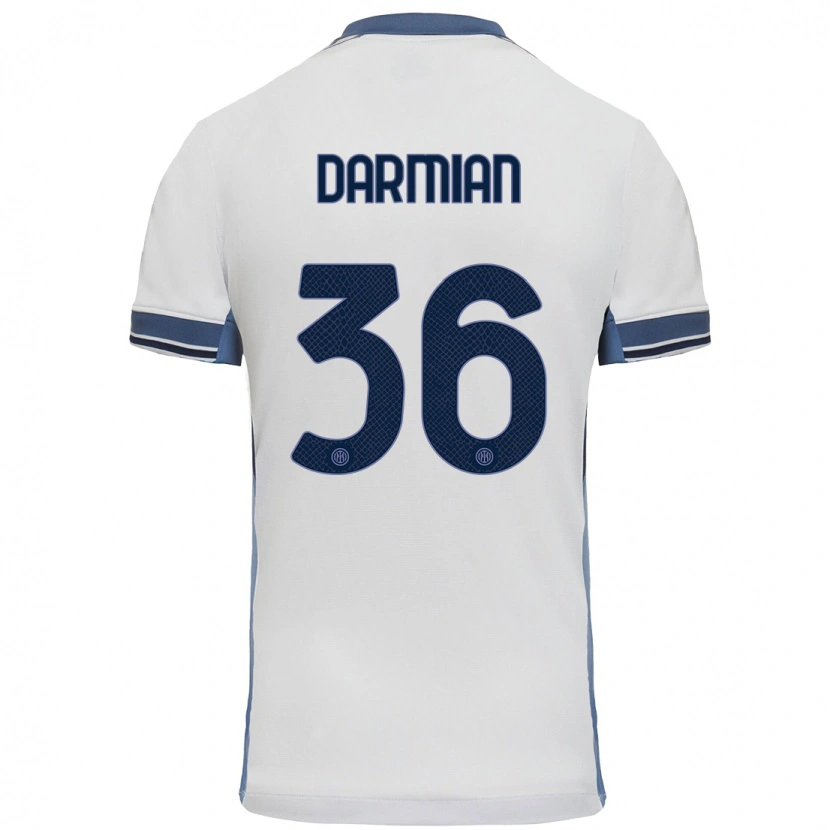 Danxen Mann Matteo Darmian #36 Hvit Grå Bortetrøye Drakt Trøye 2024/25 Skjorter T-Skjorte