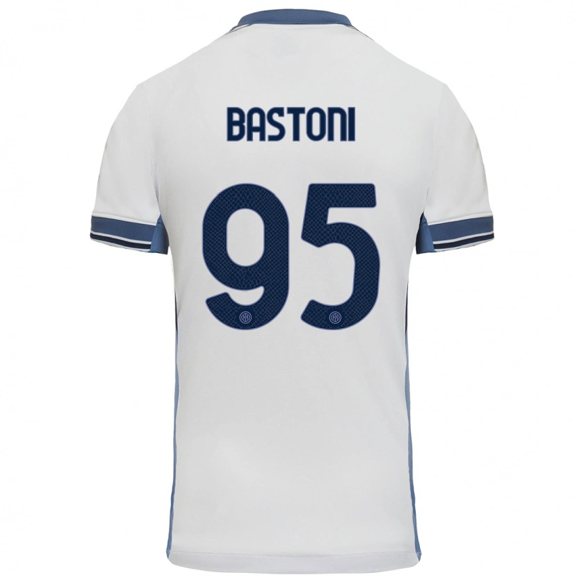 Danxen Mann Alessandro Bastoni #95 Hvit Grå Bortetrøye Drakt Trøye 2024/25 Skjorter T-Skjorte