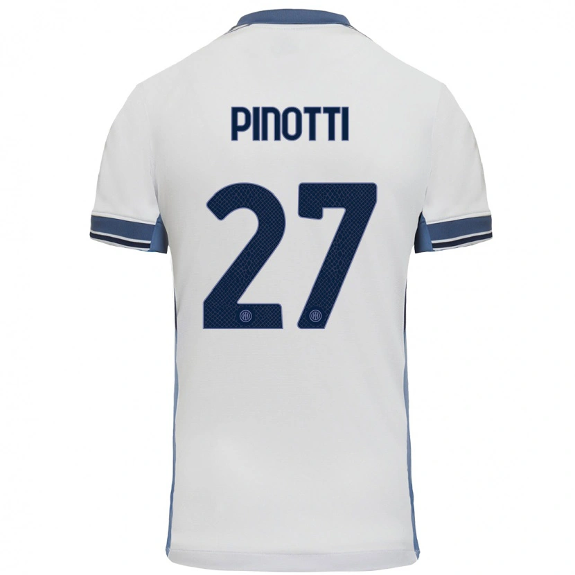Danxen Mann Manuel Pinotti #27 Hvit Grå Bortetrøye Drakt Trøye 2024/25 Skjorter T-Skjorte