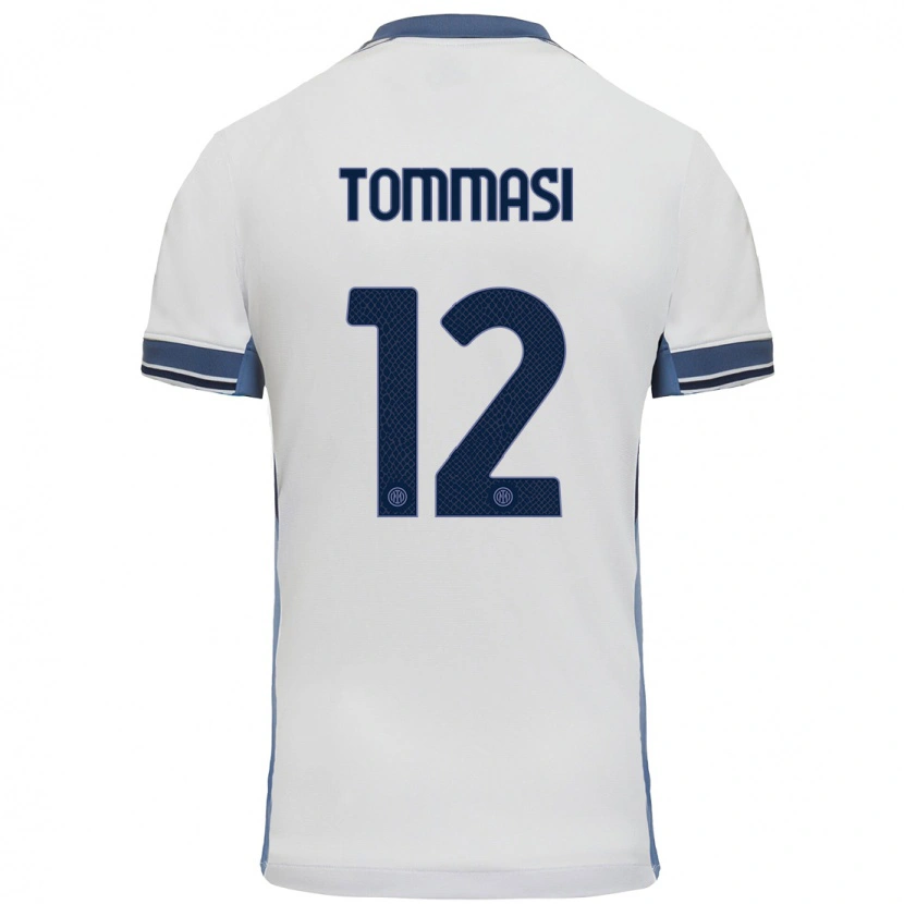 Danxen Mann Francesco Tommasi #12 Hvit Grå Bortetrøye Drakt Trøye 2024/25 Skjorter T-Skjorte