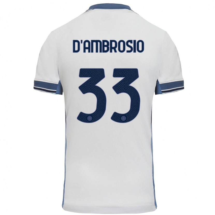Danxen Mann Danilo D'ambrosio #33 Hvit Grå Bortetrøye Drakt Trøye 2024/25 Skjorter T-Skjorte