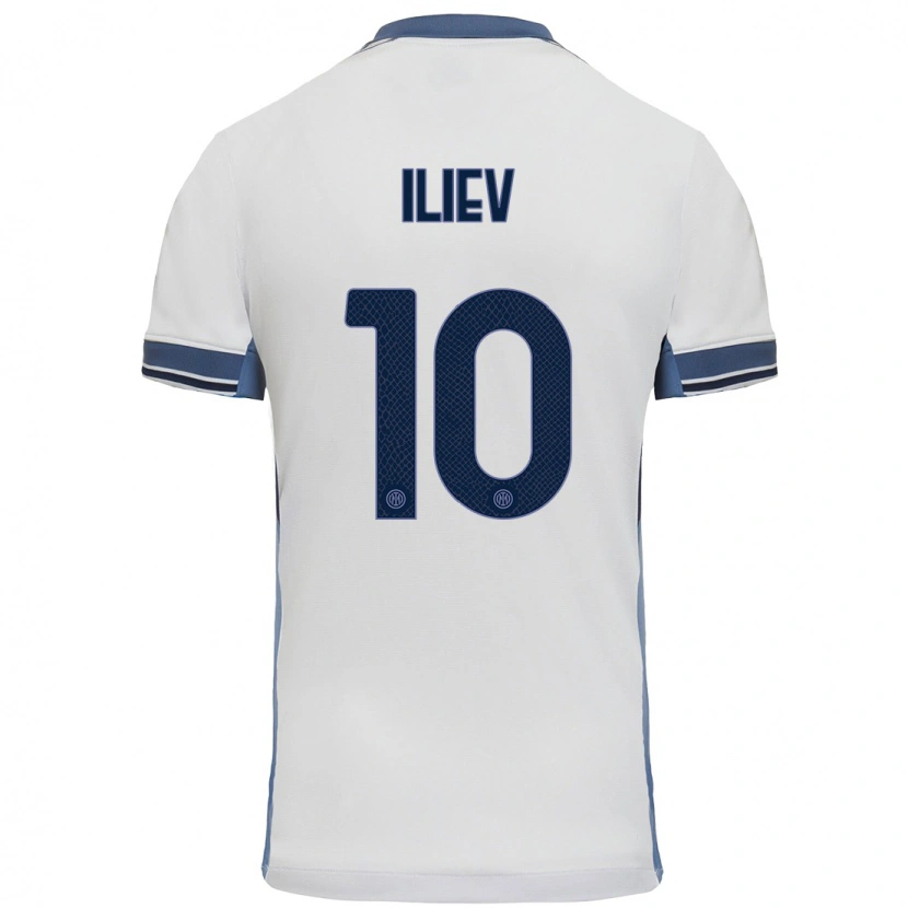 Danxen Mann Nikola Iliev #10 Hvit Grå Bortetrøye Drakt Trøye 2024/25 Skjorter T-Skjorte
