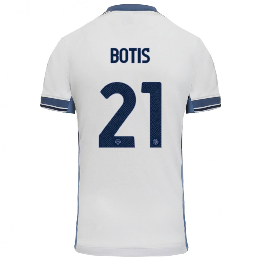 Danxen Mann Nikolaos Botis #21 Hvit Grå Bortetrøye Drakt Trøye 2024/25 Skjorter T-Skjorte