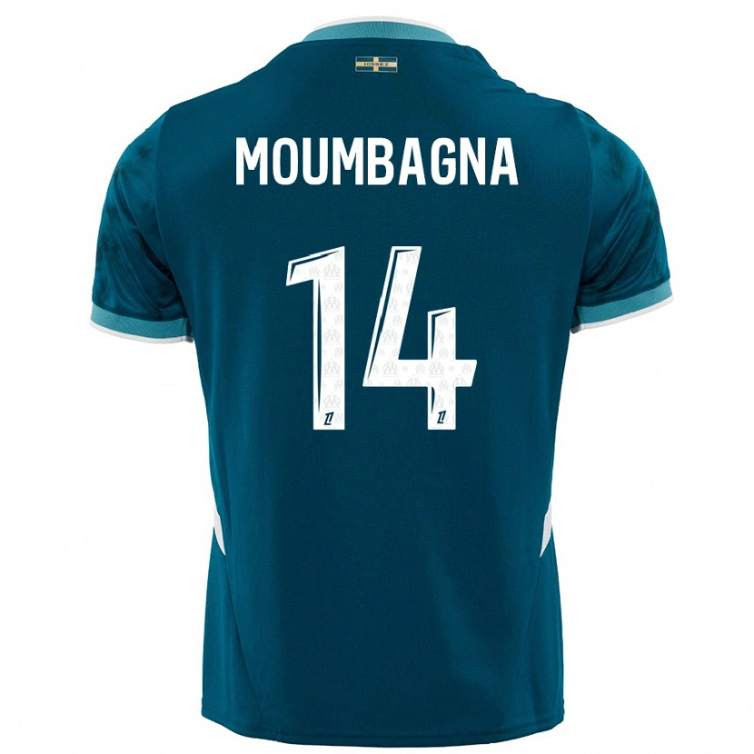 Danxen Mann Faris Moumbagna #14 Turkis Blå Bortetrøye Drakt Trøye 2024/25 Skjorter T-Skjorte