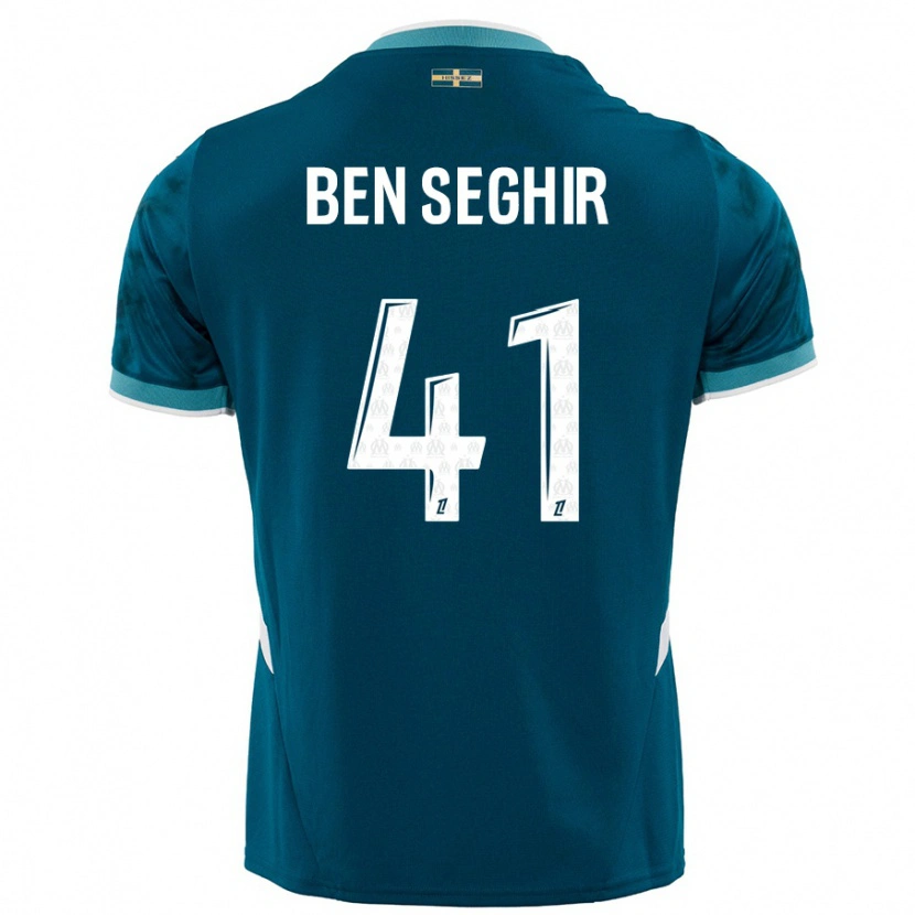 Danxen Mann Salim Ben Seghir #41 Turkis Blå Bortetrøye Drakt Trøye 2024/25 Skjorter T-Skjorte