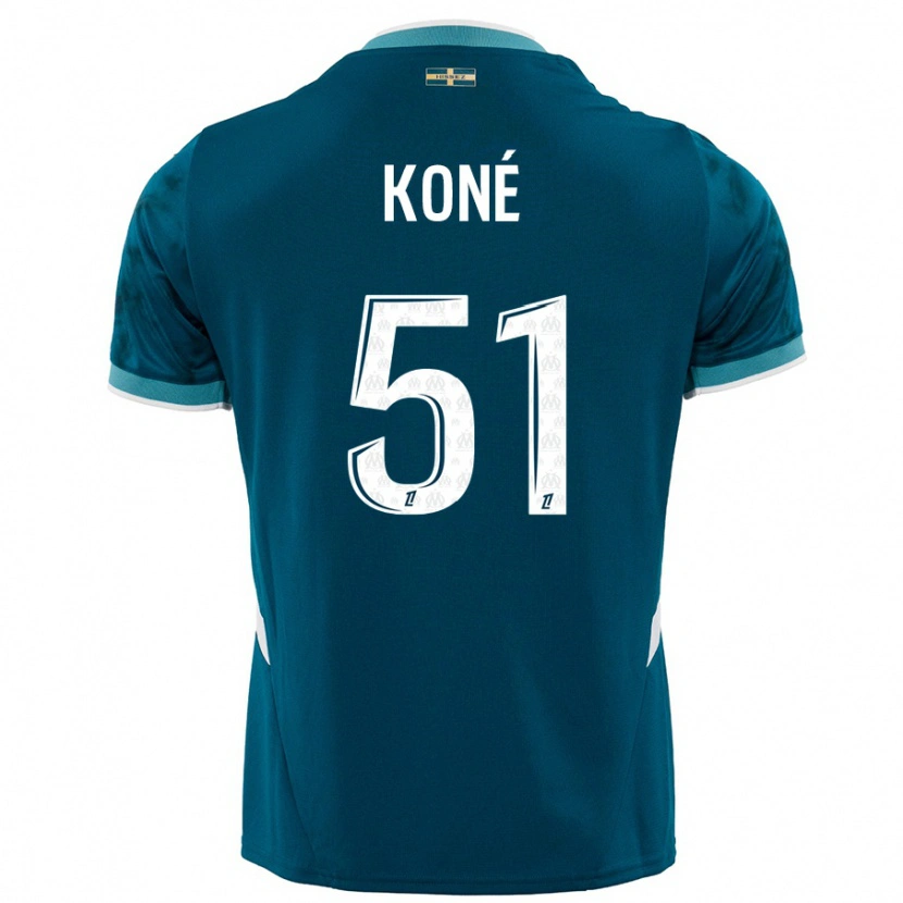Danxen Mann Ismaël Koné #51 Turkis Blå Bortetrøye Drakt Trøye 2024/25 Skjorter T-Skjorte