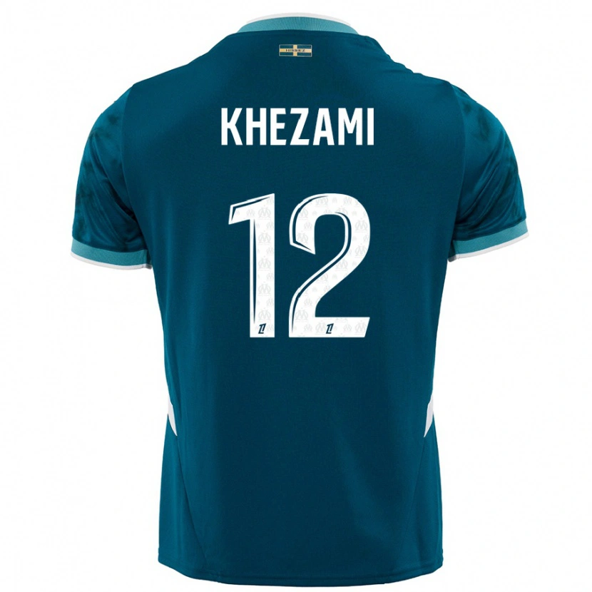 Danxen Mann Roselène Khezami #12 Turkis Blå Bortetrøye Drakt Trøye 2024/25 Skjorter T-Skjorte