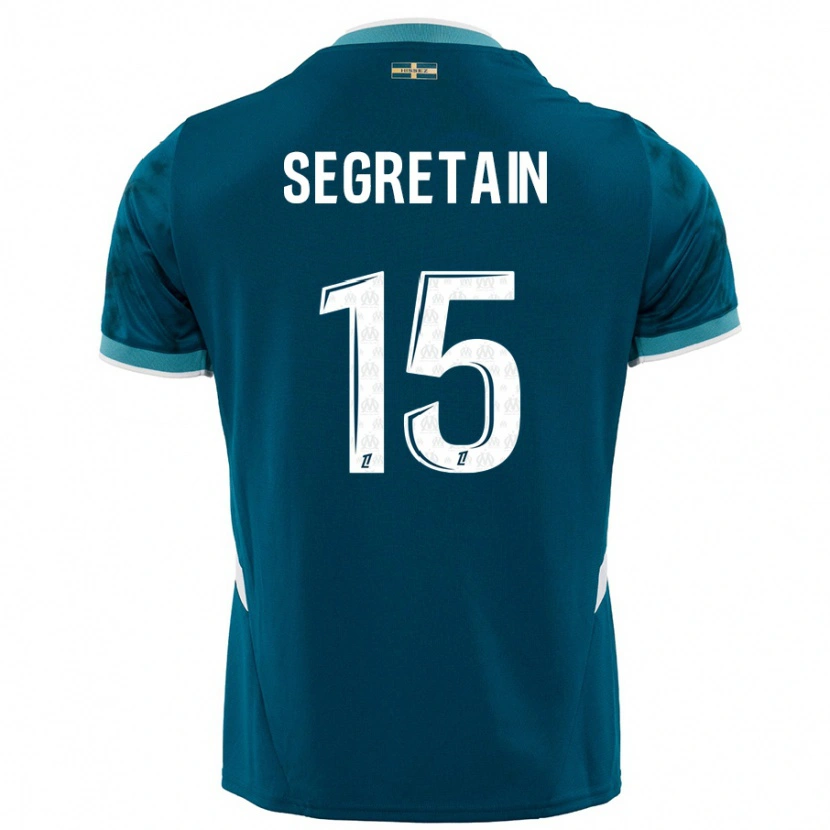 Danxen Mann Julie Ségrétain #15 Turkis Blå Bortetrøye Drakt Trøye 2024/25 Skjorter T-Skjorte