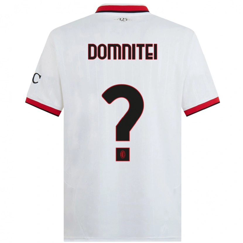 Danxen Mann Francesco Domniței #0 Hvit Svart Rød Bortetrøye Drakt Trøye 2024/25 Skjorter T-Skjorte