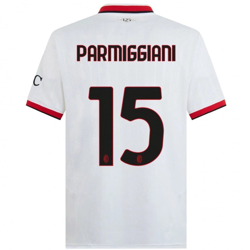 Danxen Mann Pietro Parmiggiani #15 Hvit Svart Rød Bortetrøye Drakt Trøye 2024/25 Skjorter T-Skjorte