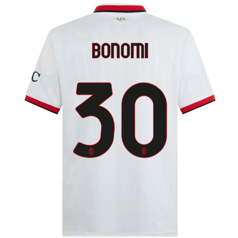 Danxen Mann Alessandro Bonomi #30 Hvit Svart Rød Bortetrøye Drakt Trøye 2024/25 Skjorter T-Skjorte