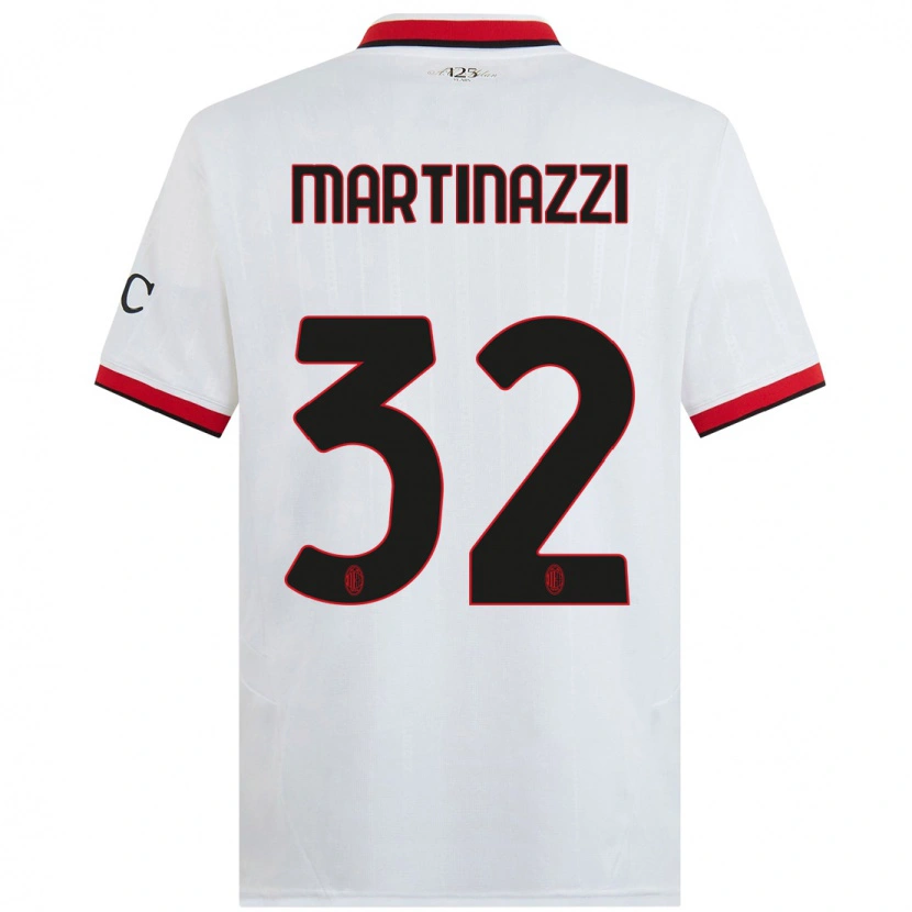 Danxen Mann Luca Martinazzi #32 Hvit Svart Rød Bortetrøye Drakt Trøye 2024/25 Skjorter T-Skjorte