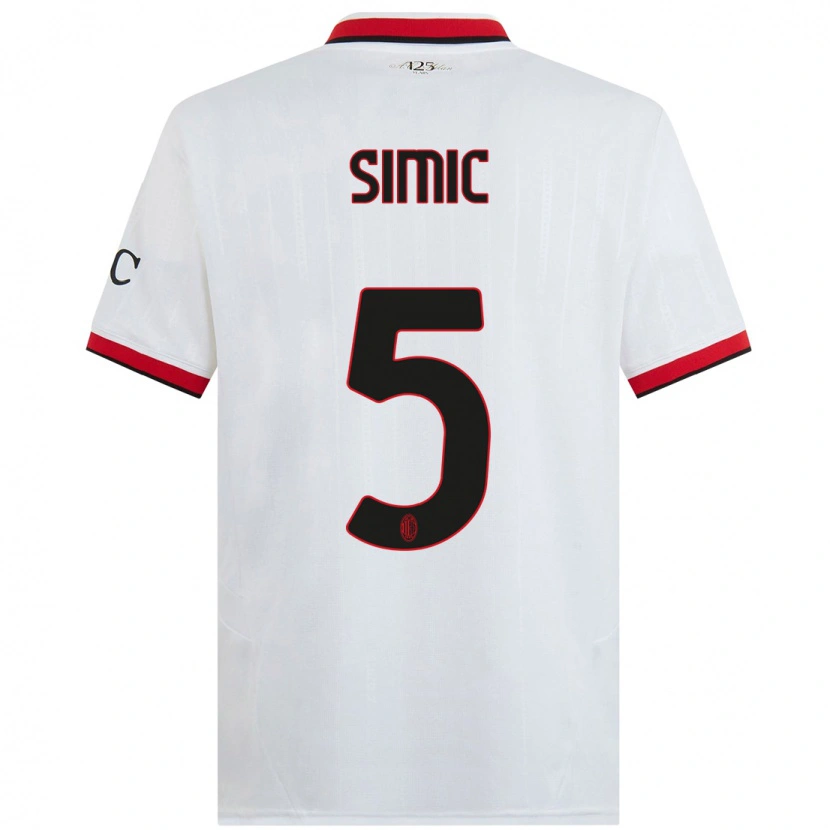 Danxen Mann Jan-Carlo Simic #5 Hvit Svart Rød Bortetrøye Drakt Trøye 2024/25 Skjorter T-Skjorte