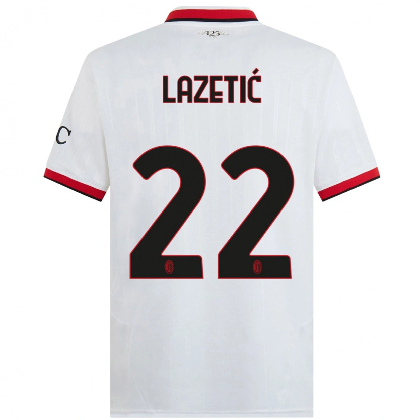 Danxen Mann Marko Lazetic #22 Hvit Svart Rød Bortetrøye Drakt Trøye 2024/25 Skjorter T-Skjorte