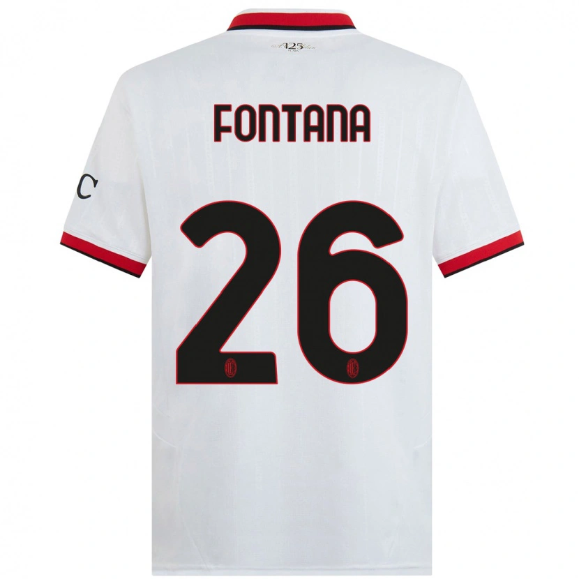 Danxen Mann Francesco Fontana #26 Hvit Svart Rød Bortetrøye Drakt Trøye 2024/25 Skjorter T-Skjorte